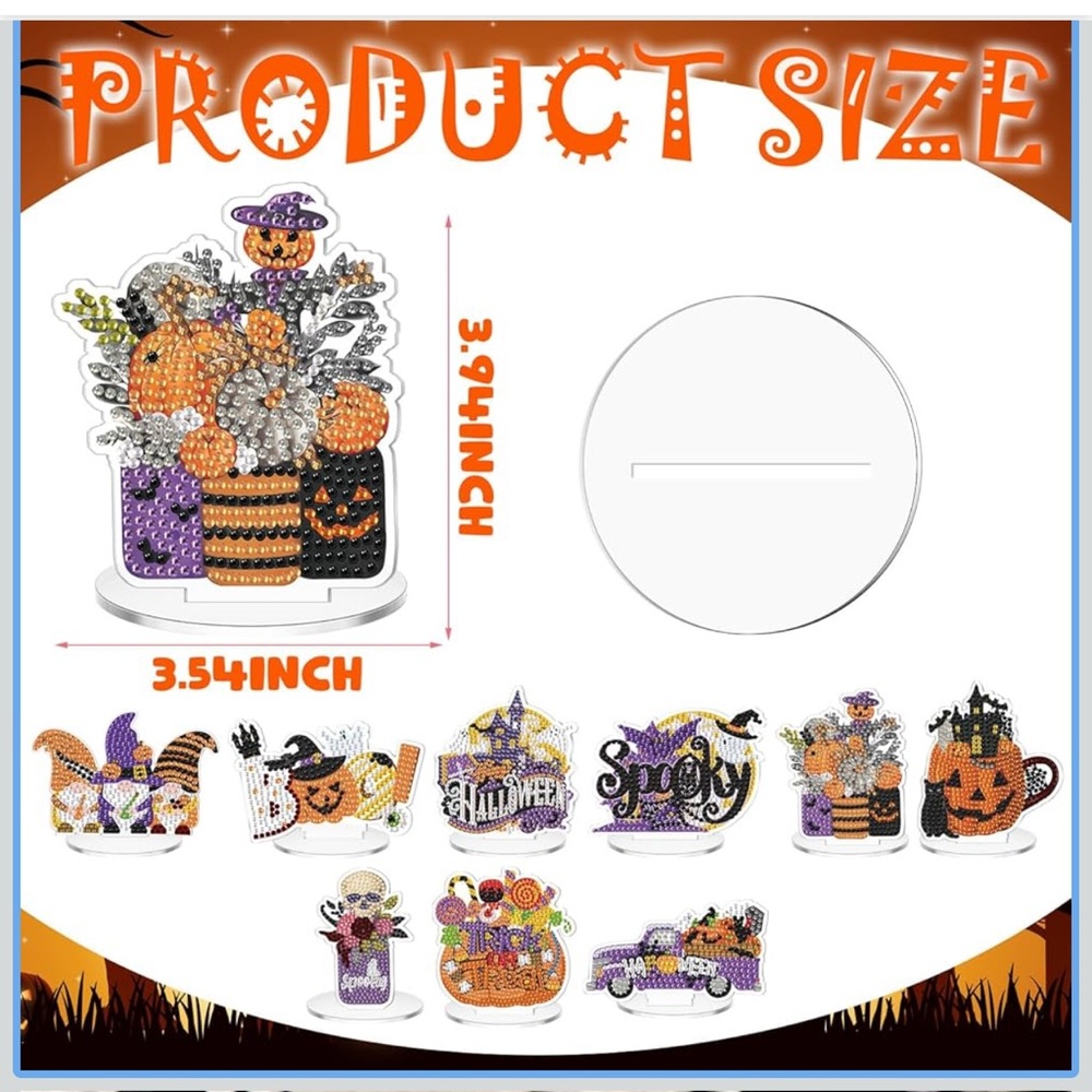 Halloween Themed Party Supplies Set - Black, Orange, Purple. Diamond art